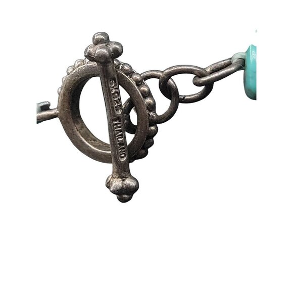 SK925 Turquoise Chip Necklace 80" Flapper Style Chunks Hand Knotted Thailand - Picture 6 of 15